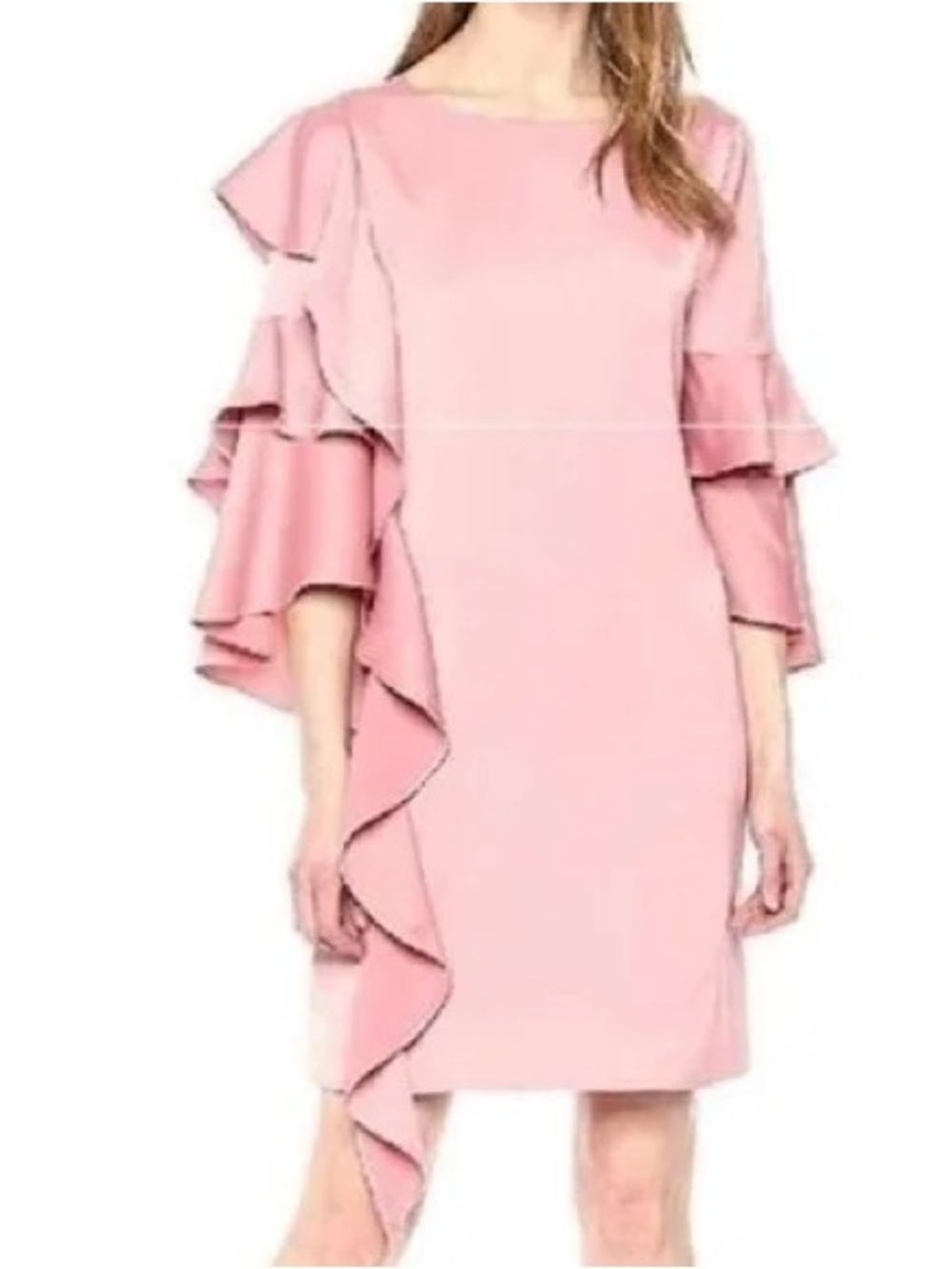 Ted Baker Soft Pink Ruffle-Sleeve Mini Dress - Picture 7 of 8